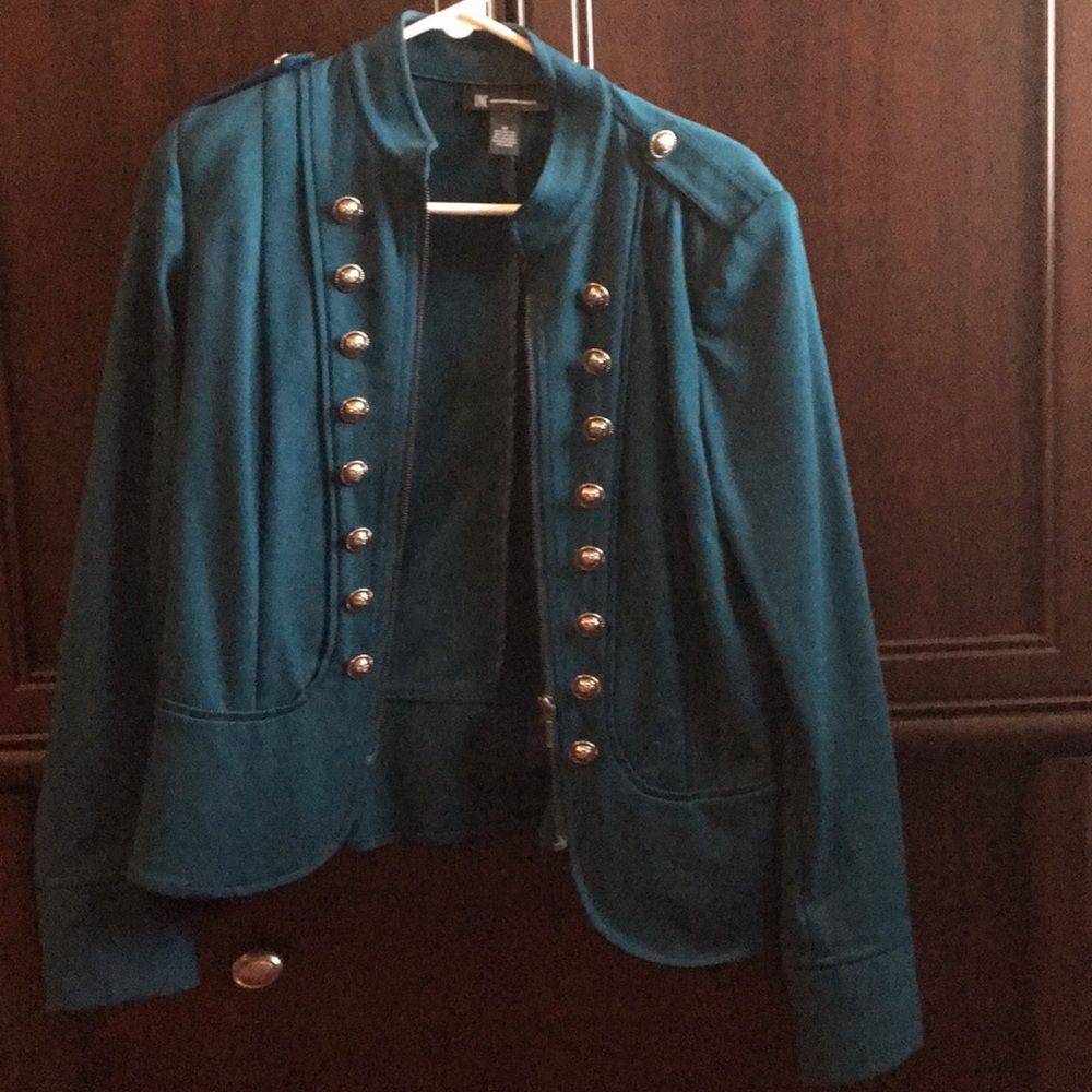 Teal military style blazer